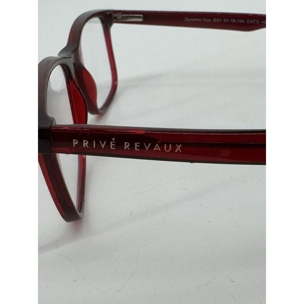 Prive Revaux Dynamic Duo Clear Lens Glasses +0.00 Non Prescription Red Frames